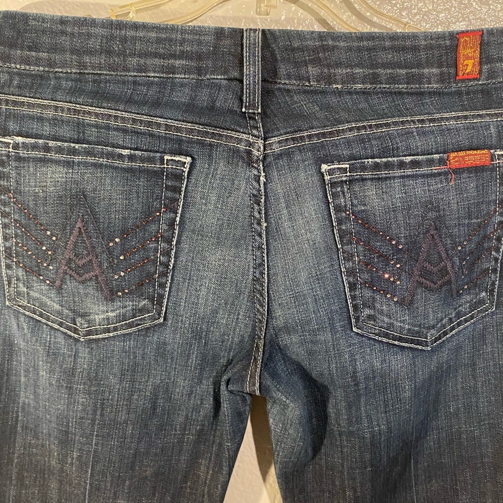 7 For All Mankind Blue Boot Cut Jeans with Vintage Charm
